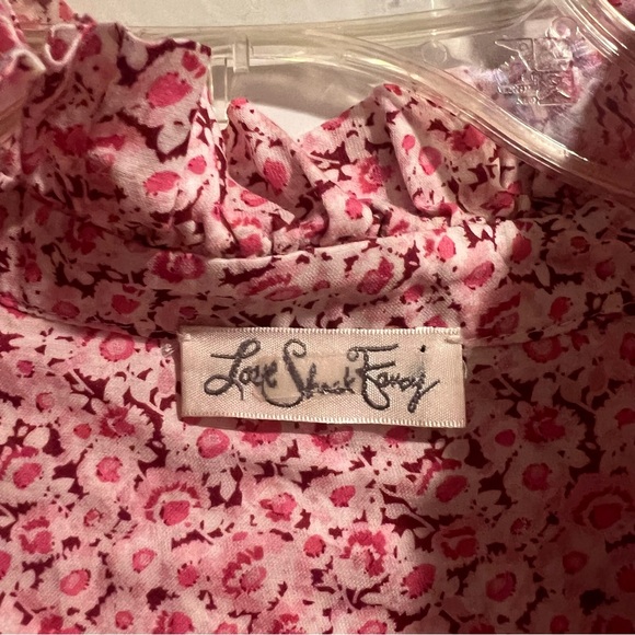 LoveShackFancy Pink Floral Erica Top Ruffle Button Down Shirt - Picture 3 of 8